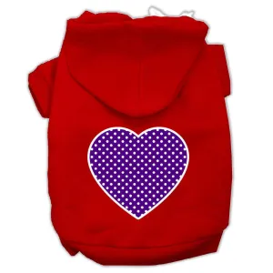 Purple Swiss Dot Heart Screen Print Pet Hoodies Red Size XL (16)