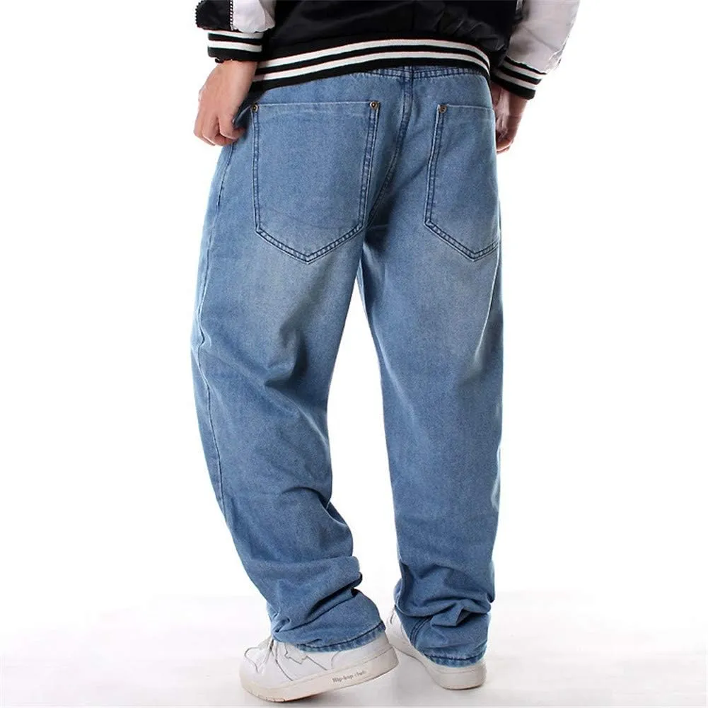 QBO Men's Baggy Jeans Relaxed Fit Denim Loose Pants