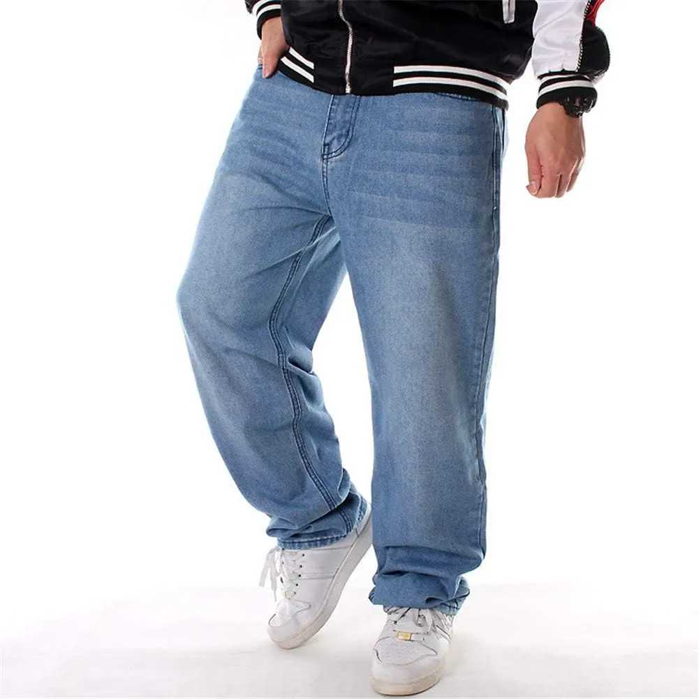 QBO Men's Baggy Jeans Relaxed Fit Denim Loose Pants