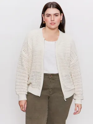 Open Knit Bomber Jacket Chalk Extended Sizing Active Fashion Wilderness Ready