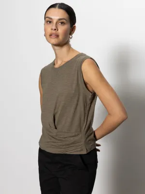 Urban Streetwear Draped Tank Burnt Olive