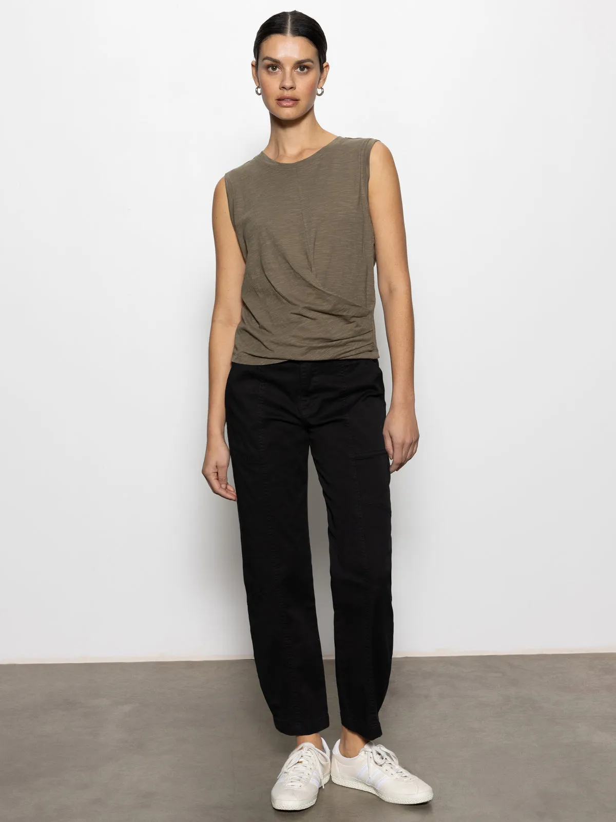 Easy-to-Match Draped Tank Burnt Olive