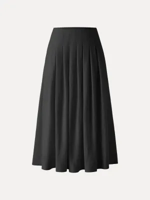 Wrinkle-resistant Cotton-linen Mid Rise Pleated Midi Skirt Outdoor Lifestyle Stain Resistant