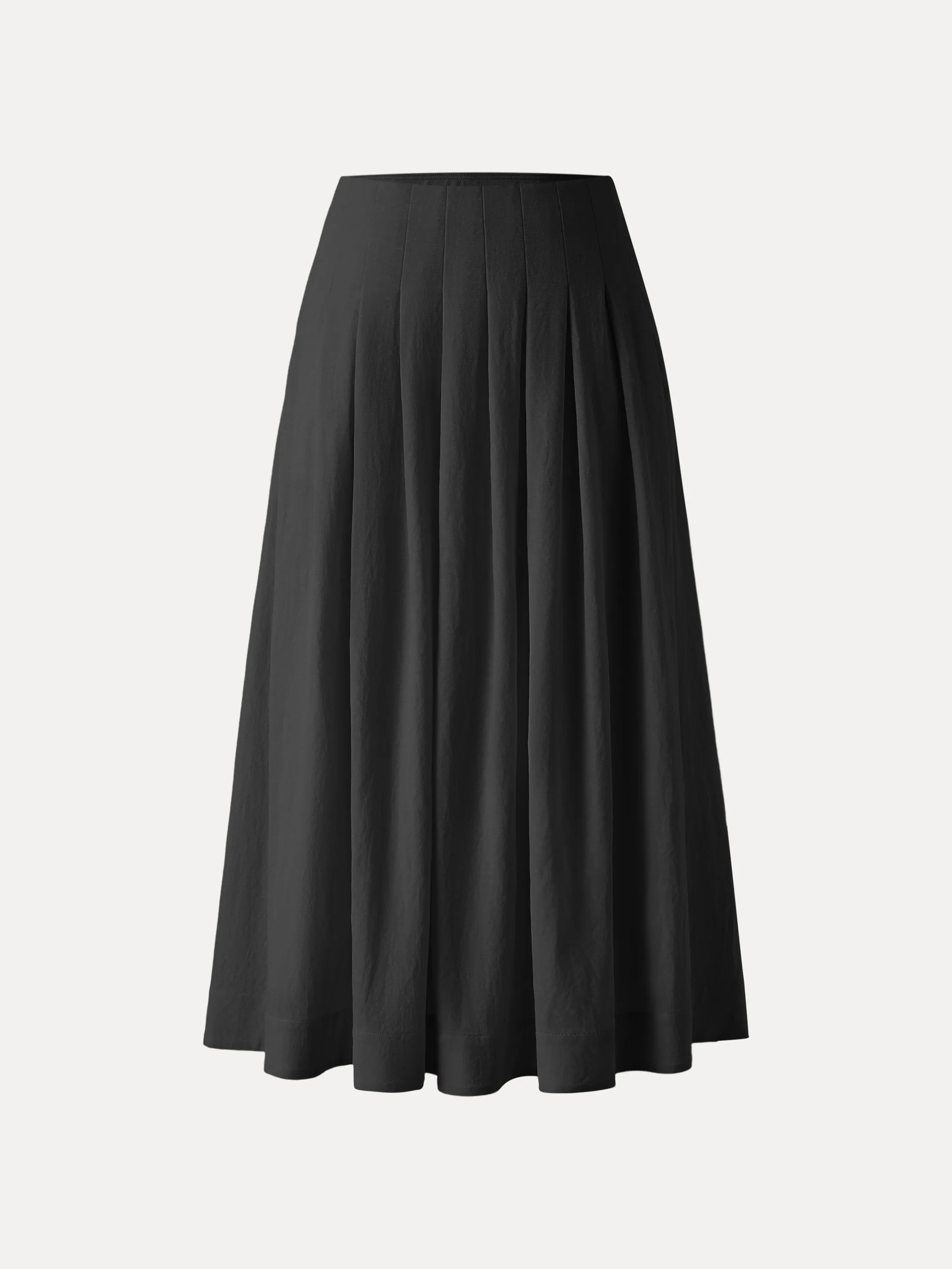 Wrinkle-resistant Cotton-linen Mid Rise Pleated Midi Skirt Outdoor Lifestyle Stain Resistant