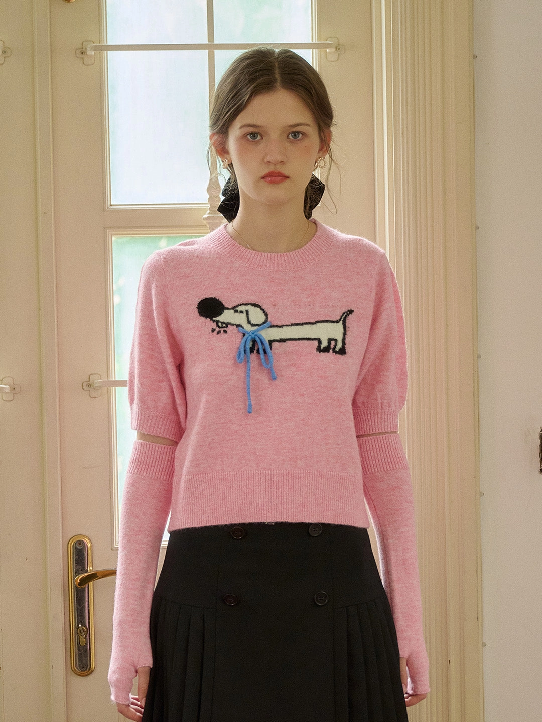 ??Final Sale??Lorelai Round Neck Puff Sleeve Bow Detail Pullover Sweater Ultra Fine Gauge