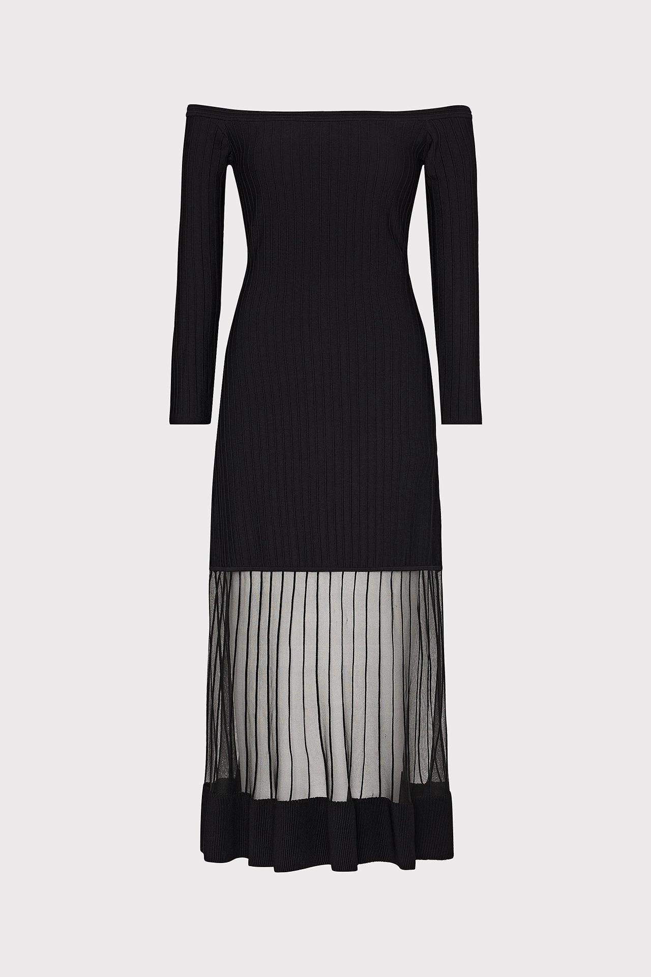 Sustainable Dye Process Off The Shoulder Sheer Knit Midi Dress