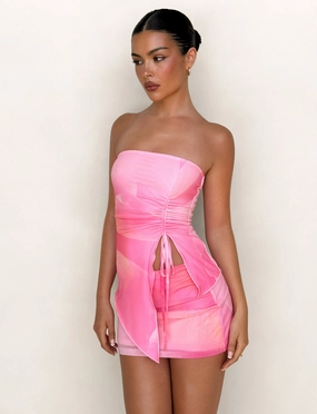 SARIAH TOP - PINK : MACRO FLORAL : PINK BLOSSOM Yarn Dye Stripe