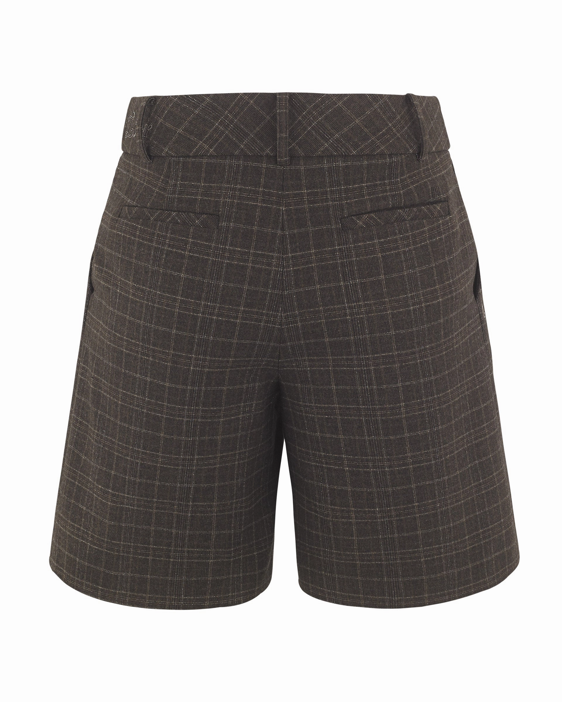 Wear Resistant Fabric Pin Tuck Bermuda Pants - Brown