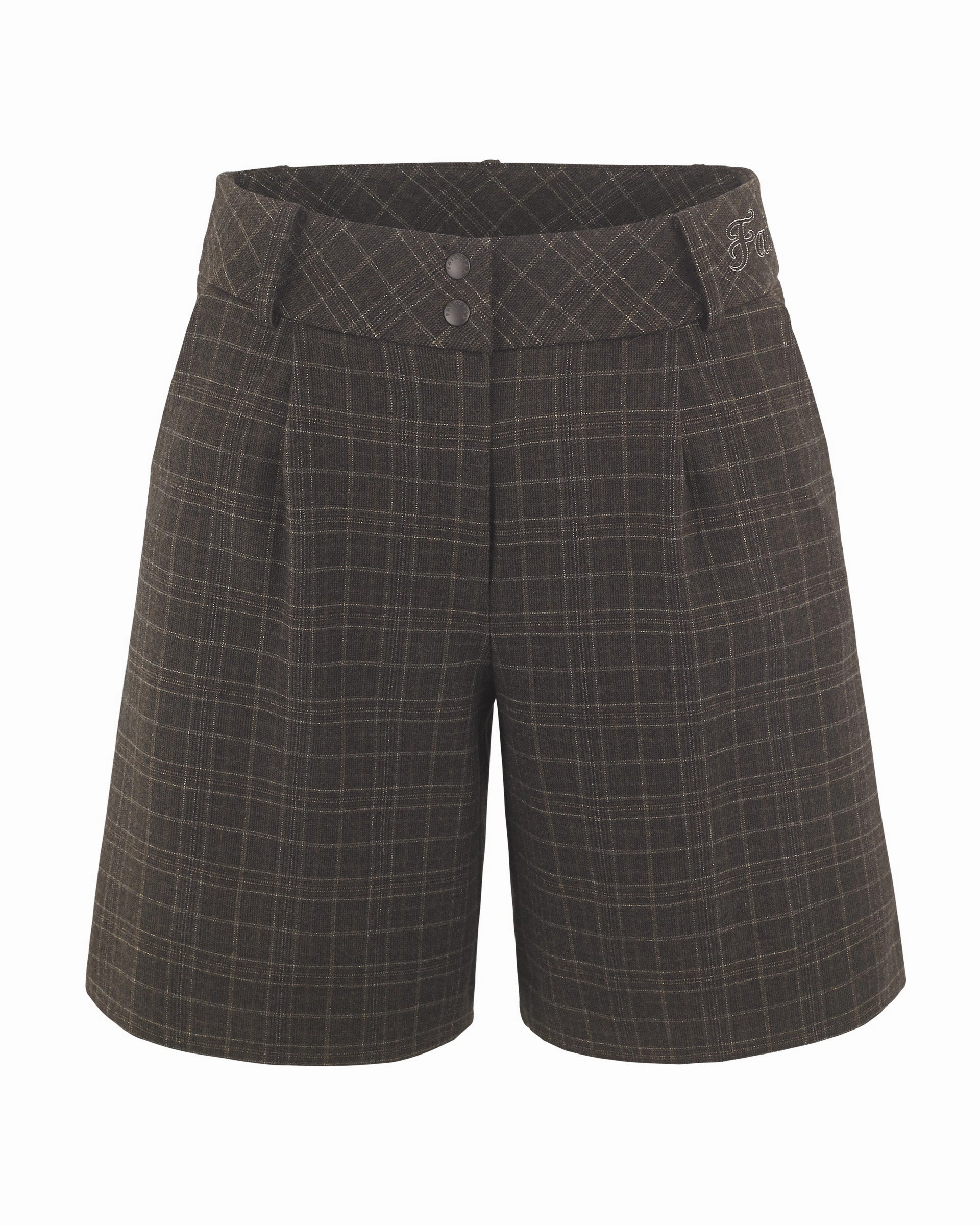 No Sagging Pin Tuck Bermuda Pants - Brown