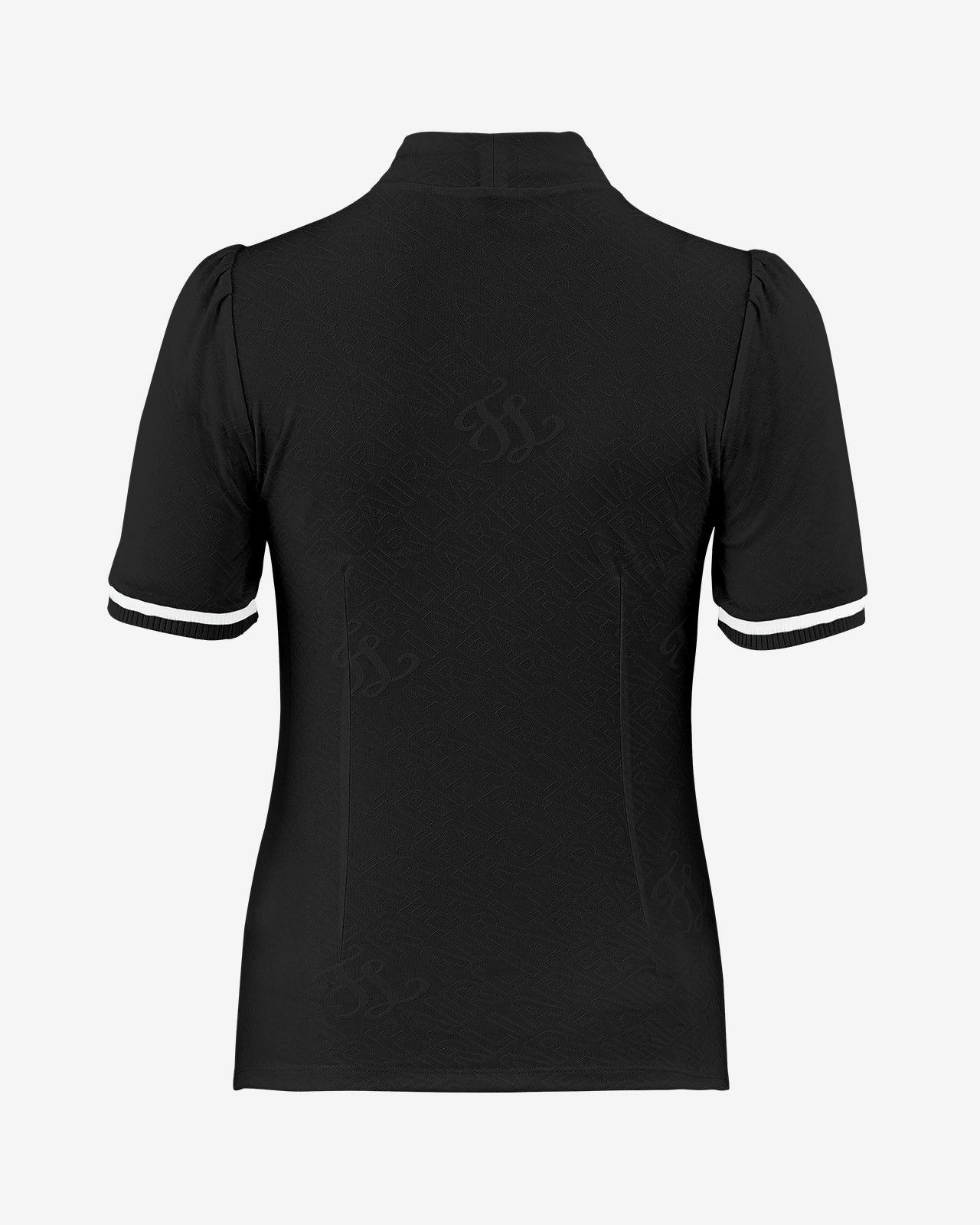 [Final sale] Ferrara Jacquard Turtleneck T-shirt - Black Ribbed Collar Style Reinforced Neckline