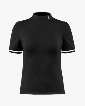 Adaptive Temperature Control Curved Hem Design [Final sale] Ferrara Jacquard Turtleneck T-shirt - Black