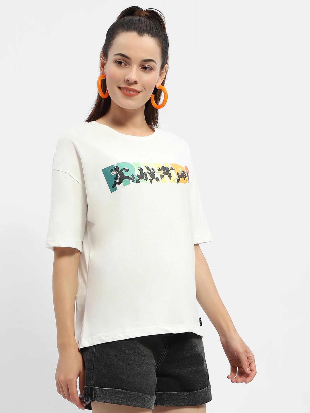 Urban Style Trend Value for Money Madame Disney Graphic Print White Regular T-Shirt