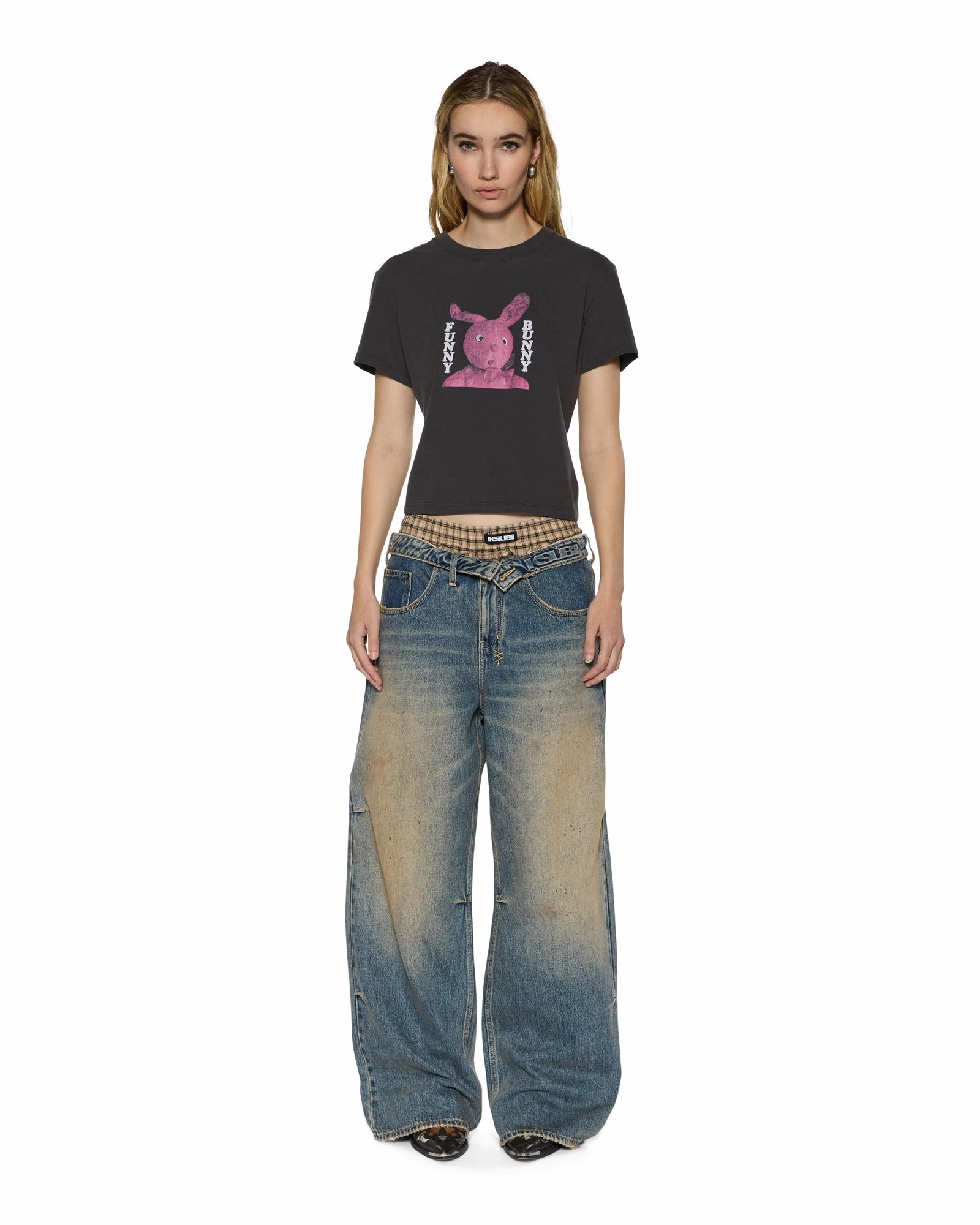 FUNNY BUNNY SHRUNKEN SS TEE WASHED BLACK StretchFit Design AntiPillTreatment