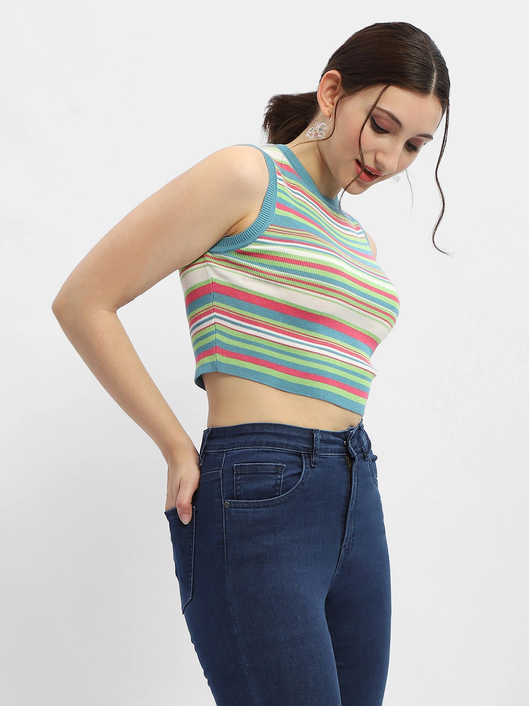Madame Striped Airforce Blue Tank Top FlexibleSole