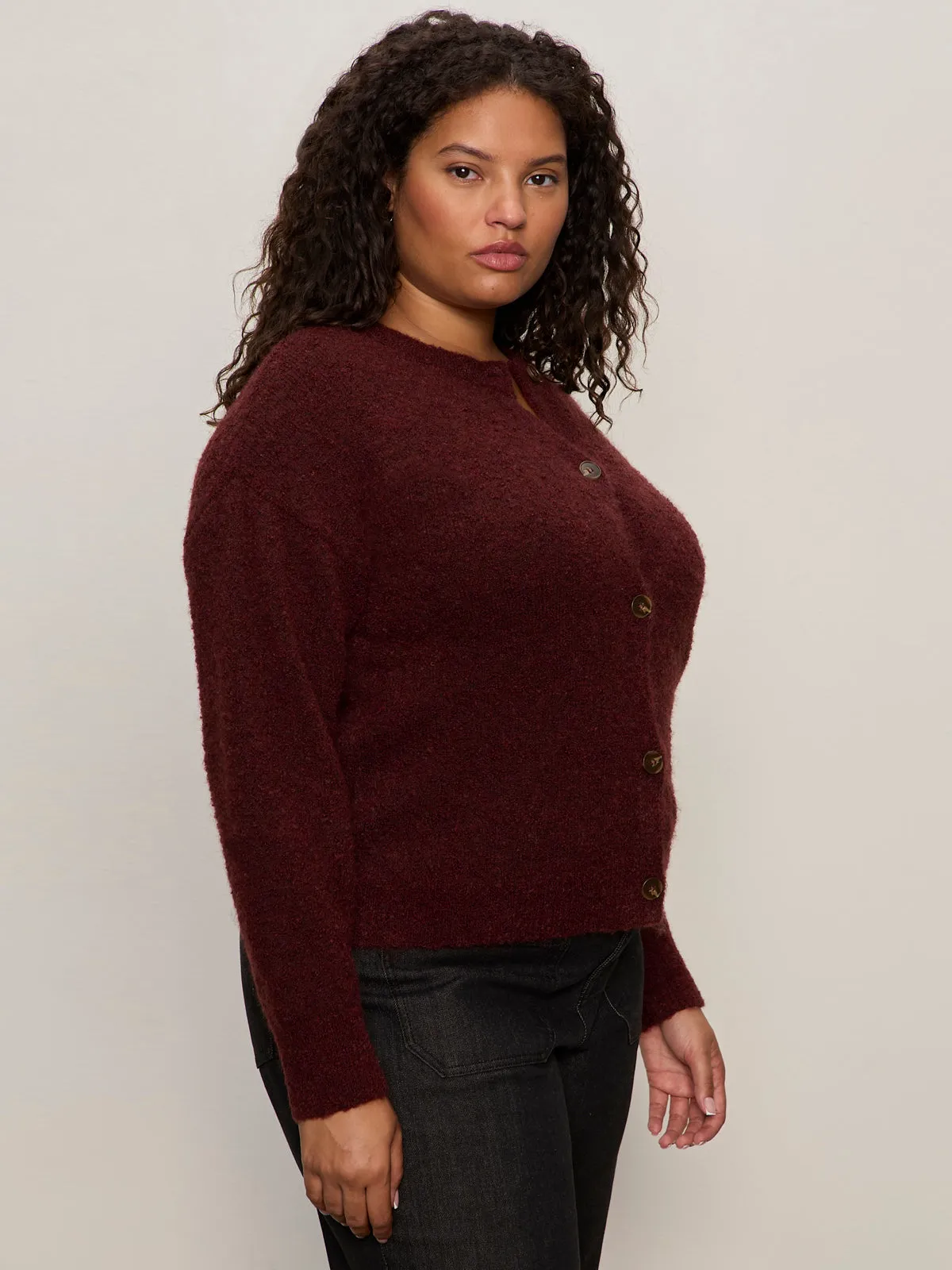 Boucle Cardi Dark Crimson Extended Sizing Classic Cut EcoDyeProcess