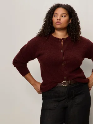 Foldable Cuff Design Boucle Cardi Dark Crimson Extended Sizing