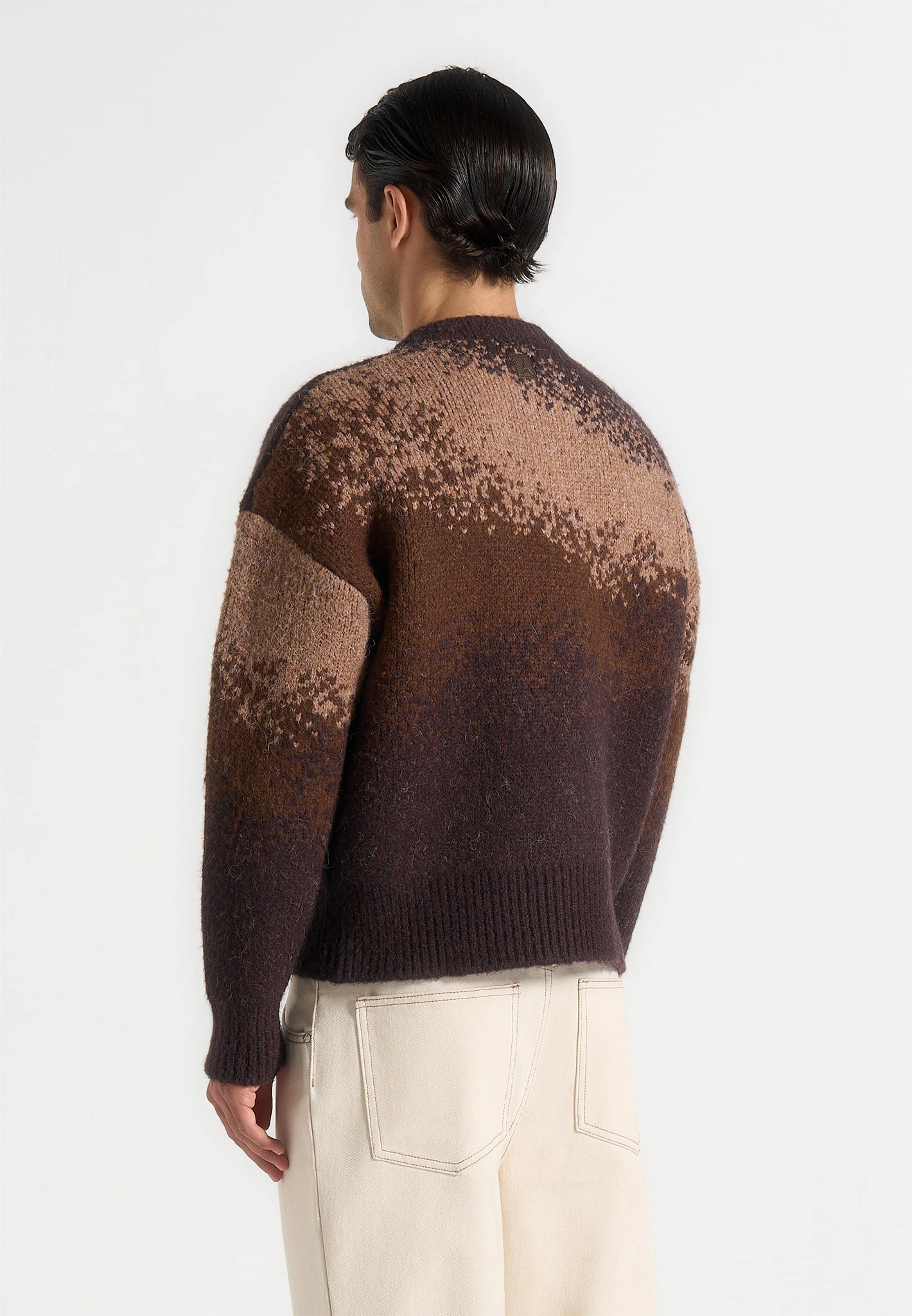 Yani - Ombr?? Wool Crewneck Sweater - Brown Odor Resistant Blend Recycled Polyester Thread