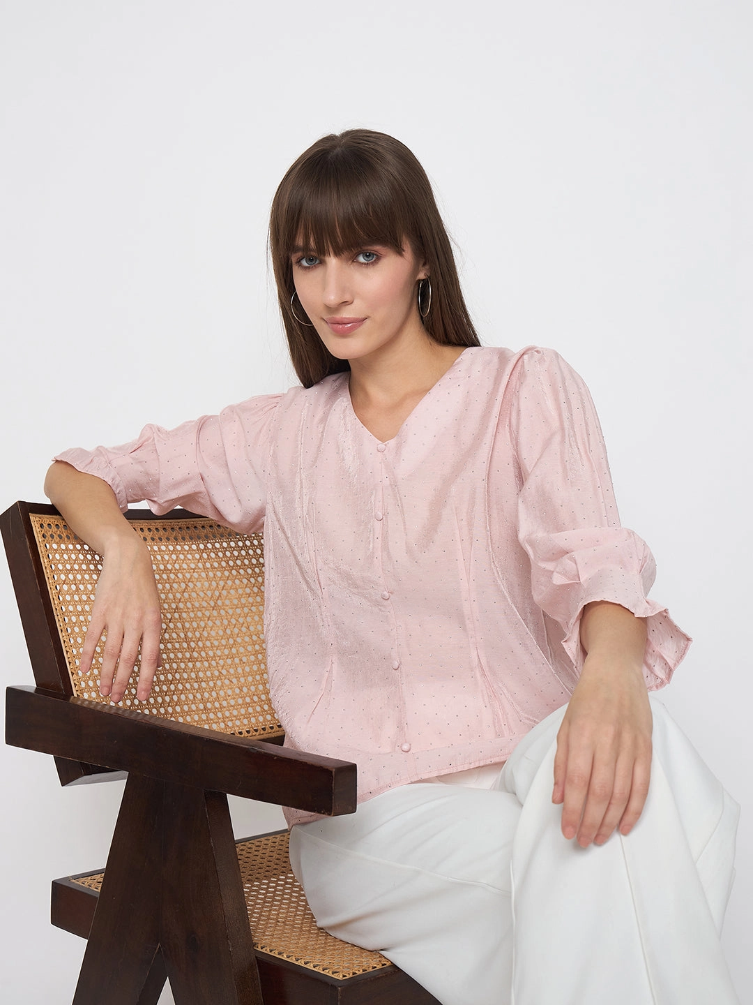 PocketDetails Madame Nylon Swarovski Dart Detailed Peach Top