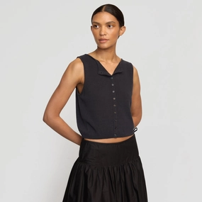 Elith Cotton-Linen Button Knit Vest Breathable Material MultiPanelConstruction