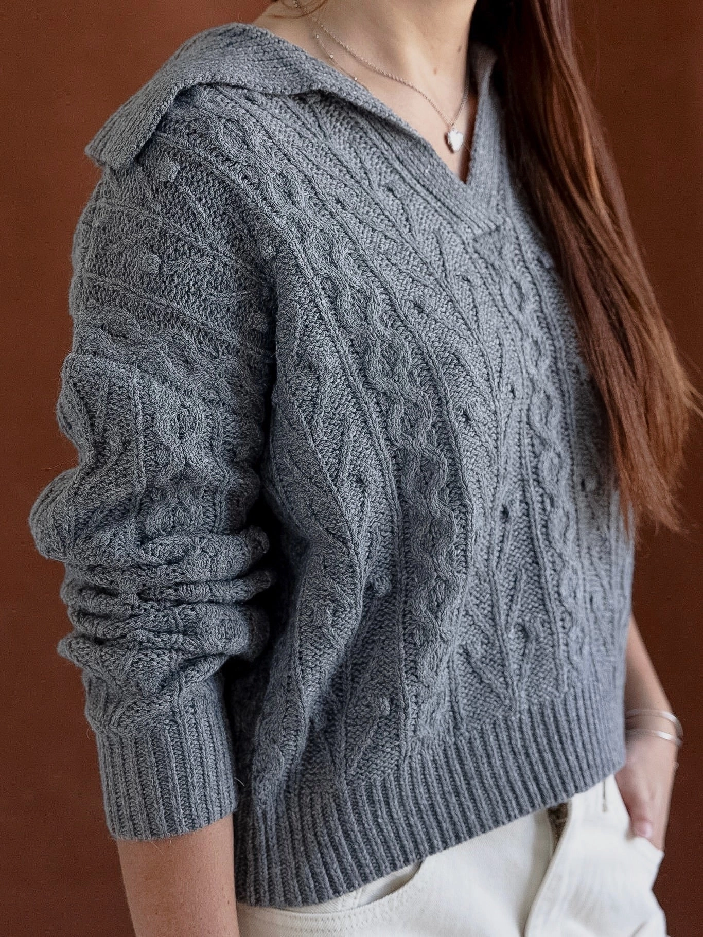 Simple Form Grey Wide Cable Knit