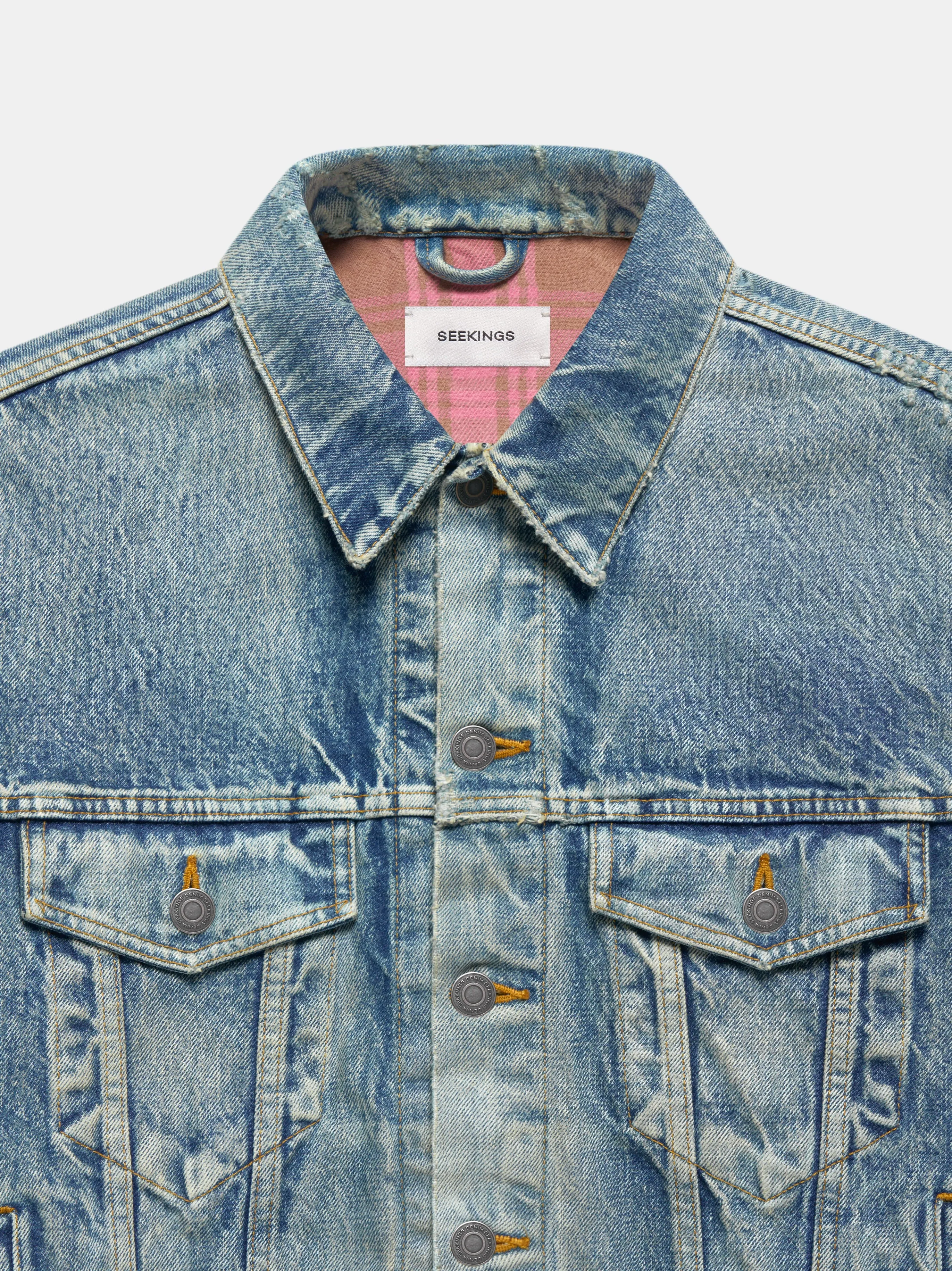QUILTED DENIM LINER JACKET IN VINTAGE WASHED INDIGO