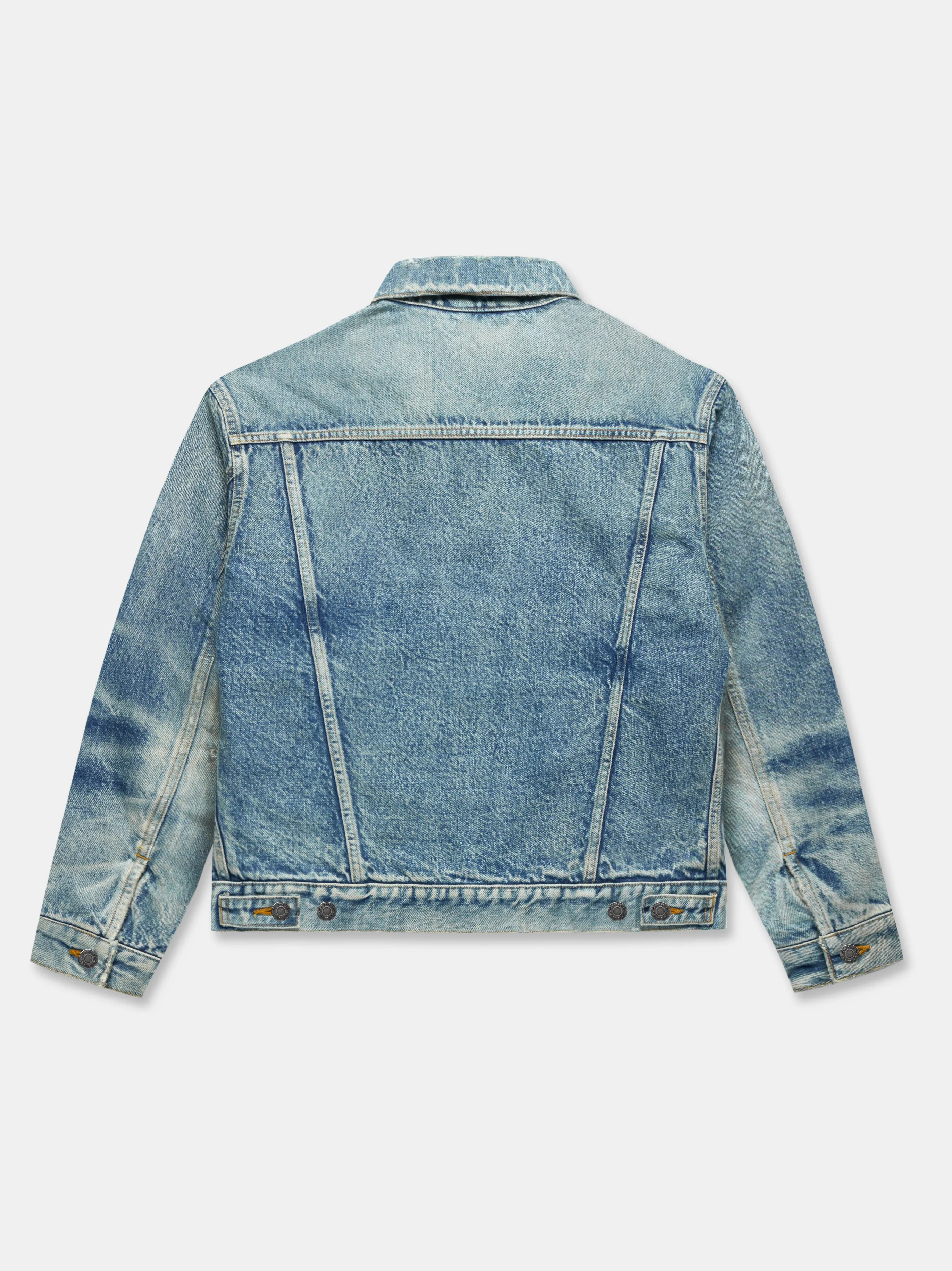 QUILTED DENIM LINER JACKET IN VINTAGE WASHED INDIGO