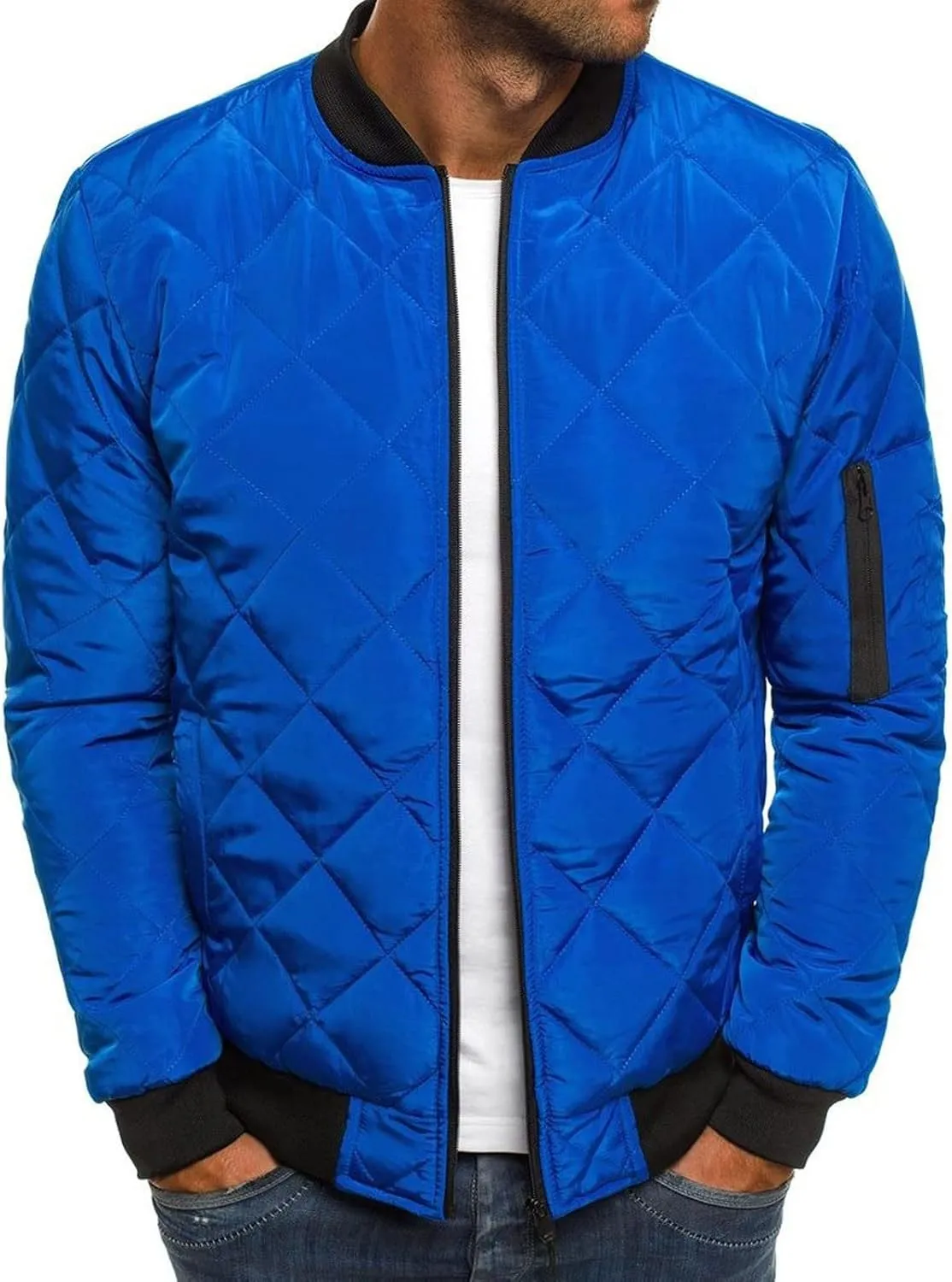 Quilted Insulated Jacket Mens Lightweight Puffer Jacket Zip up Padded Coat Warm Down Jacket Casual Winter Coats