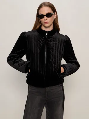 EcoFriendlyMaterial Quilted Velvet Jacket Black