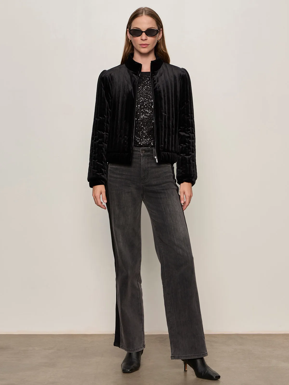 Modular Layering System Quilted Velvet Jacket Black