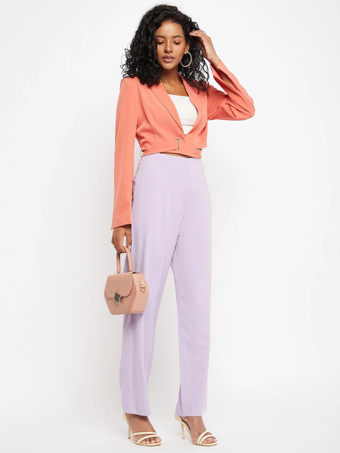 AdjustableHood MultiPocket Configuration Madame Tie-Around Waist Coral Blazer