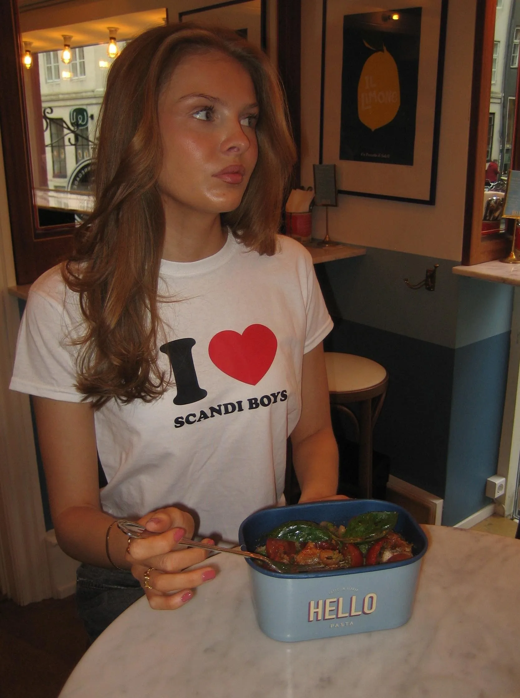 "I love scandi boys" baby tee - white
