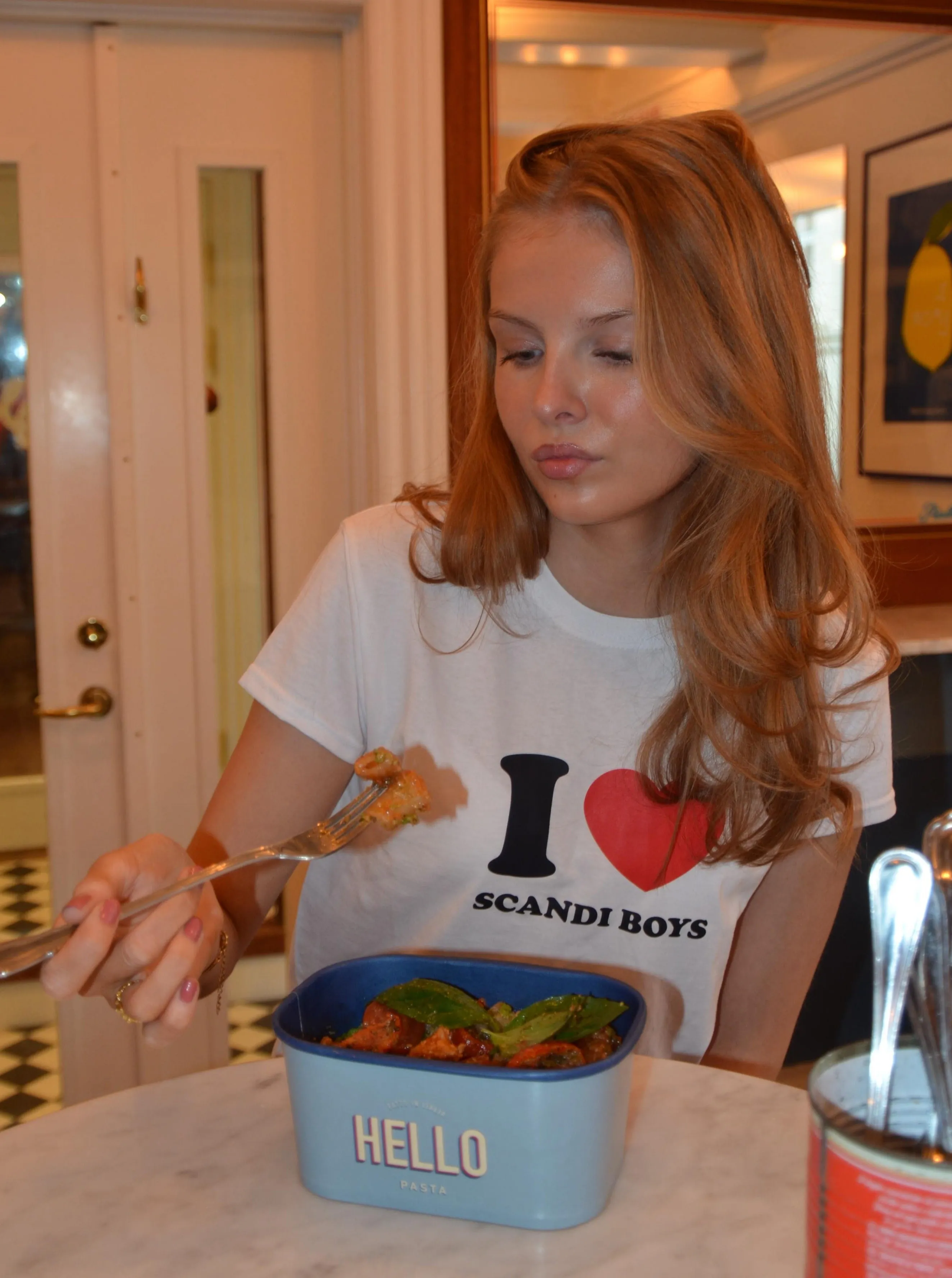 "I love scandi boys" baby tee - white