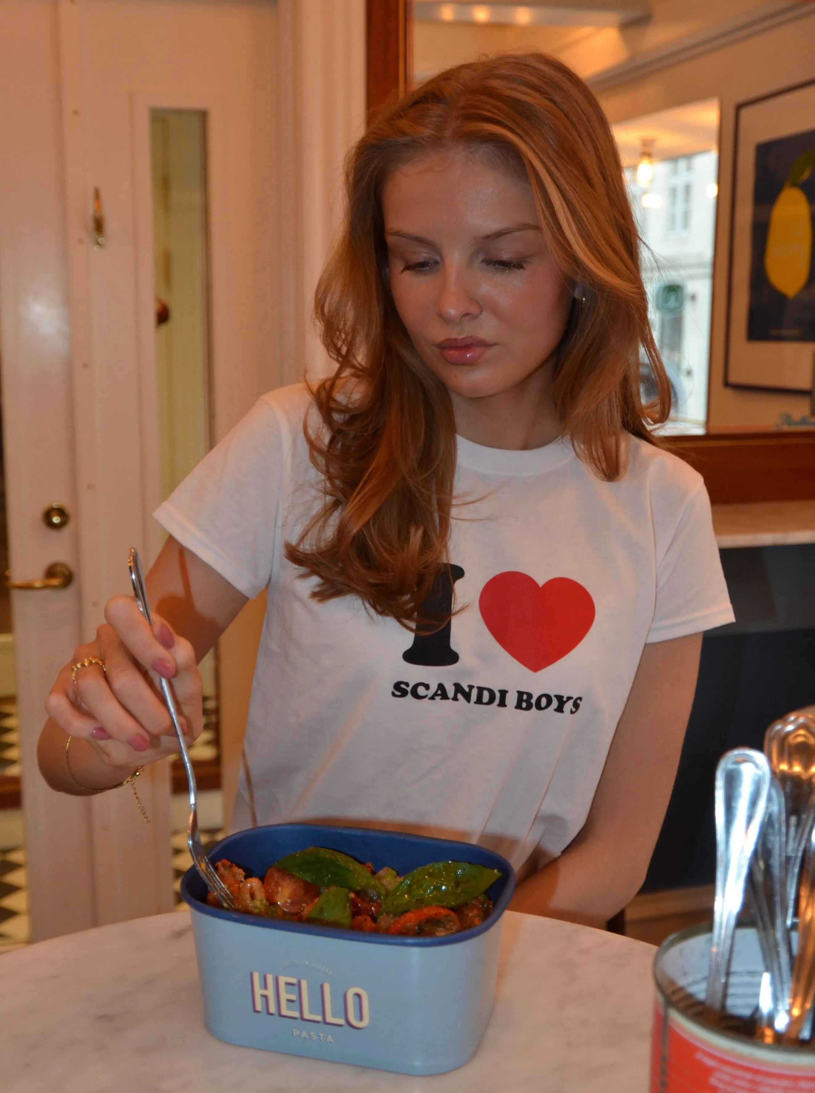 "I love scandi boys" baby tee - white