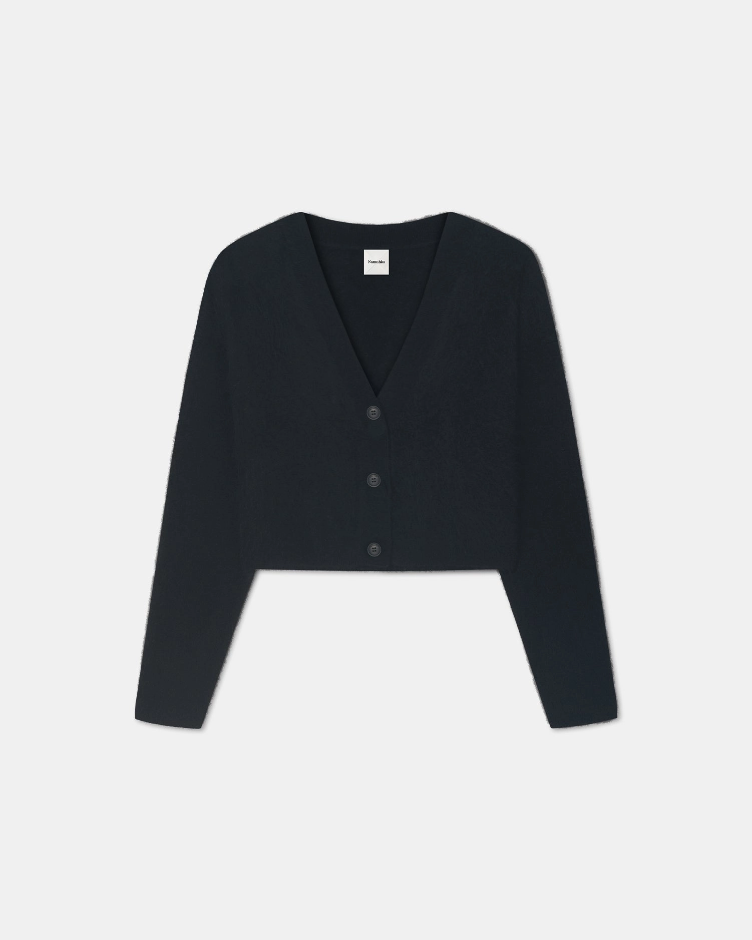 Layered Edging Raddix - Overwashed Merino Cardigan - Charcoal