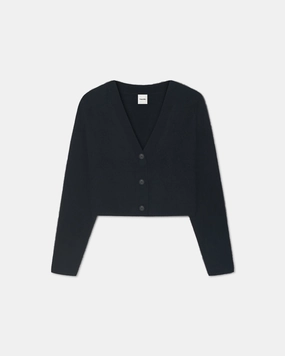 Layered Edging Raddix - Overwashed Merino Cardigan - Charcoal