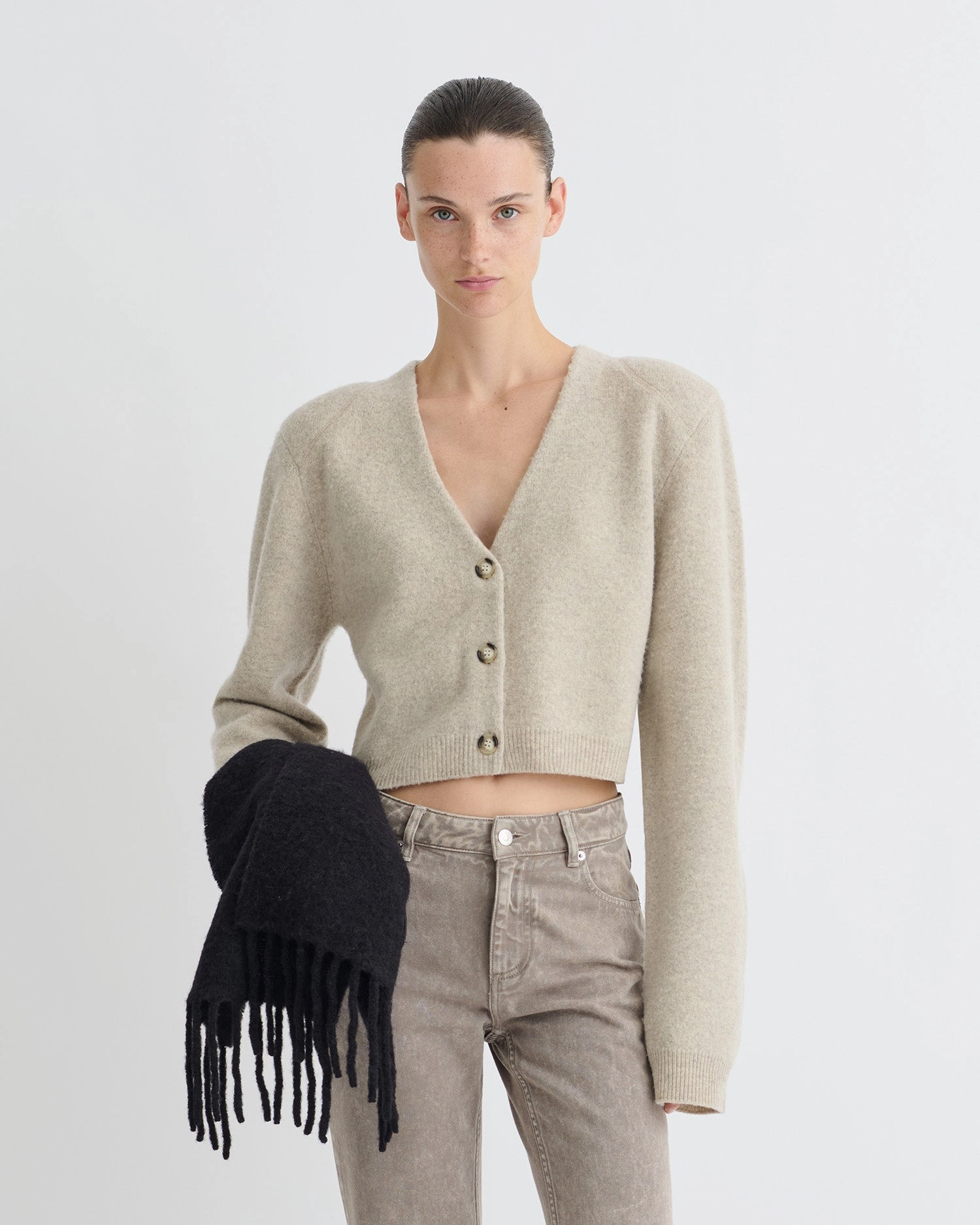 Colorfast Clothing Essential Drape Raddix - Overwashed Merino Cardigan - Oatmeal