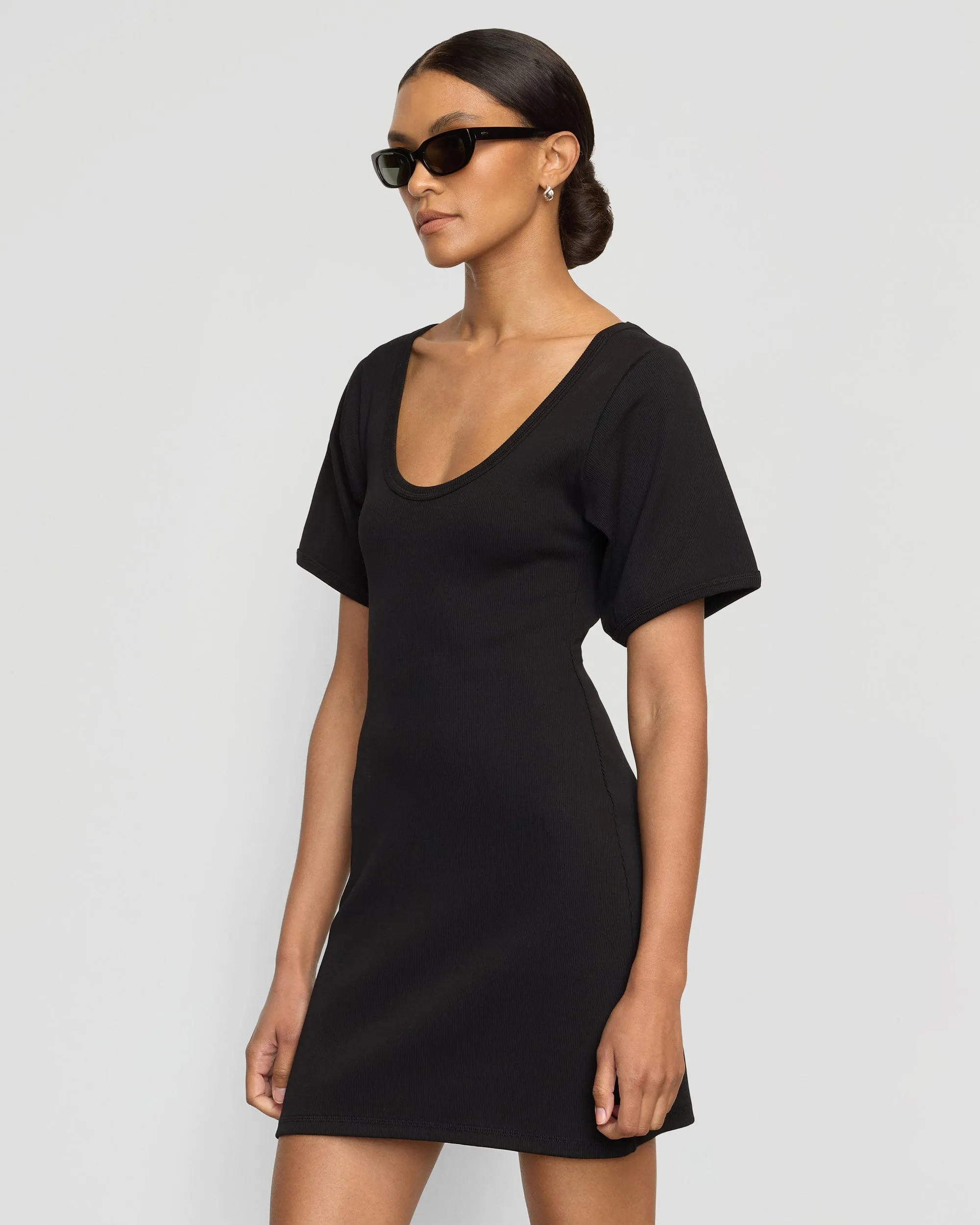 Subtle Stitch Rae Sculpted Scoop-Neck Mini Dress