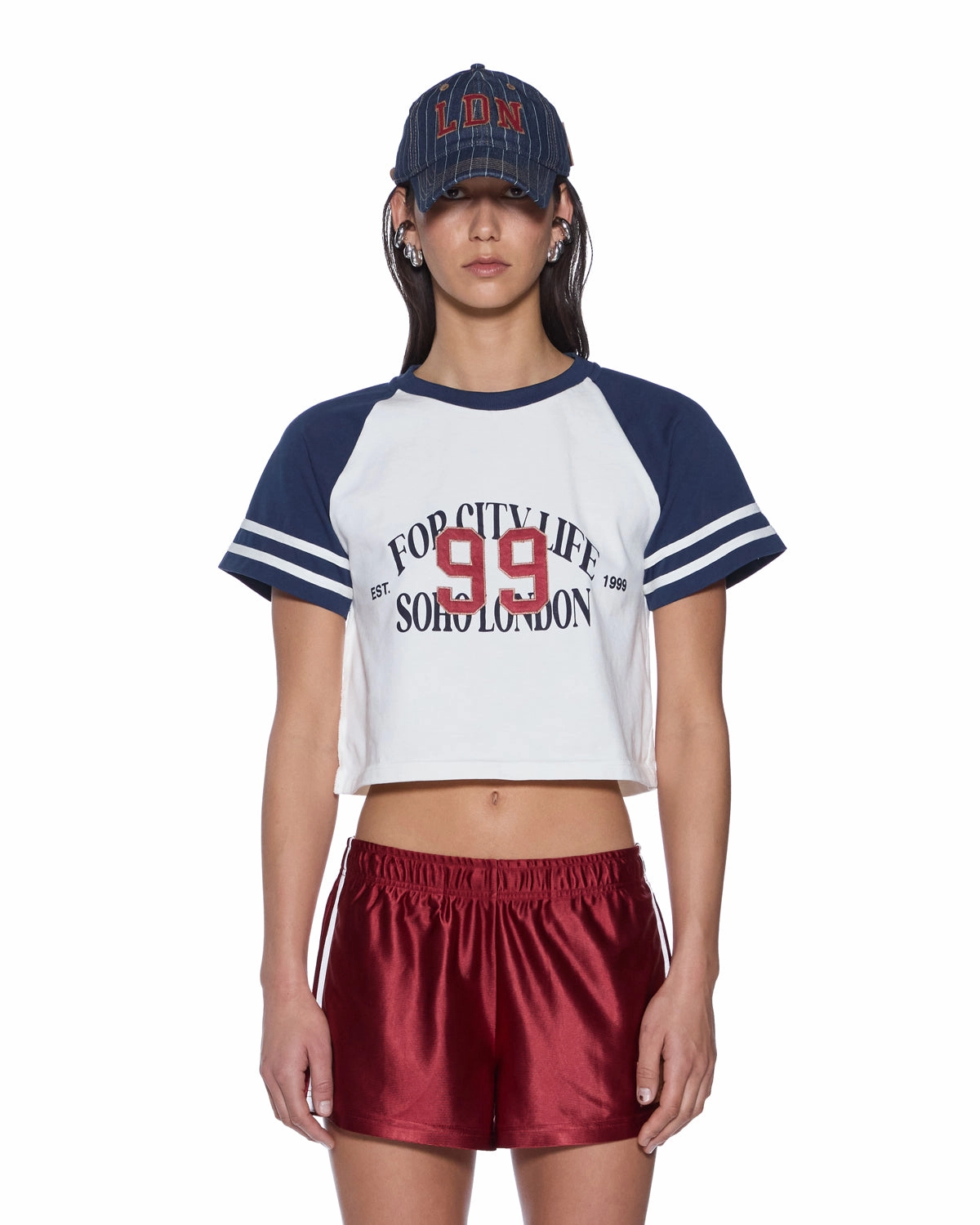 RAGLAN BOXY SS TEE VINTAGE WHITE/NAVY Wrinkle Free Weave