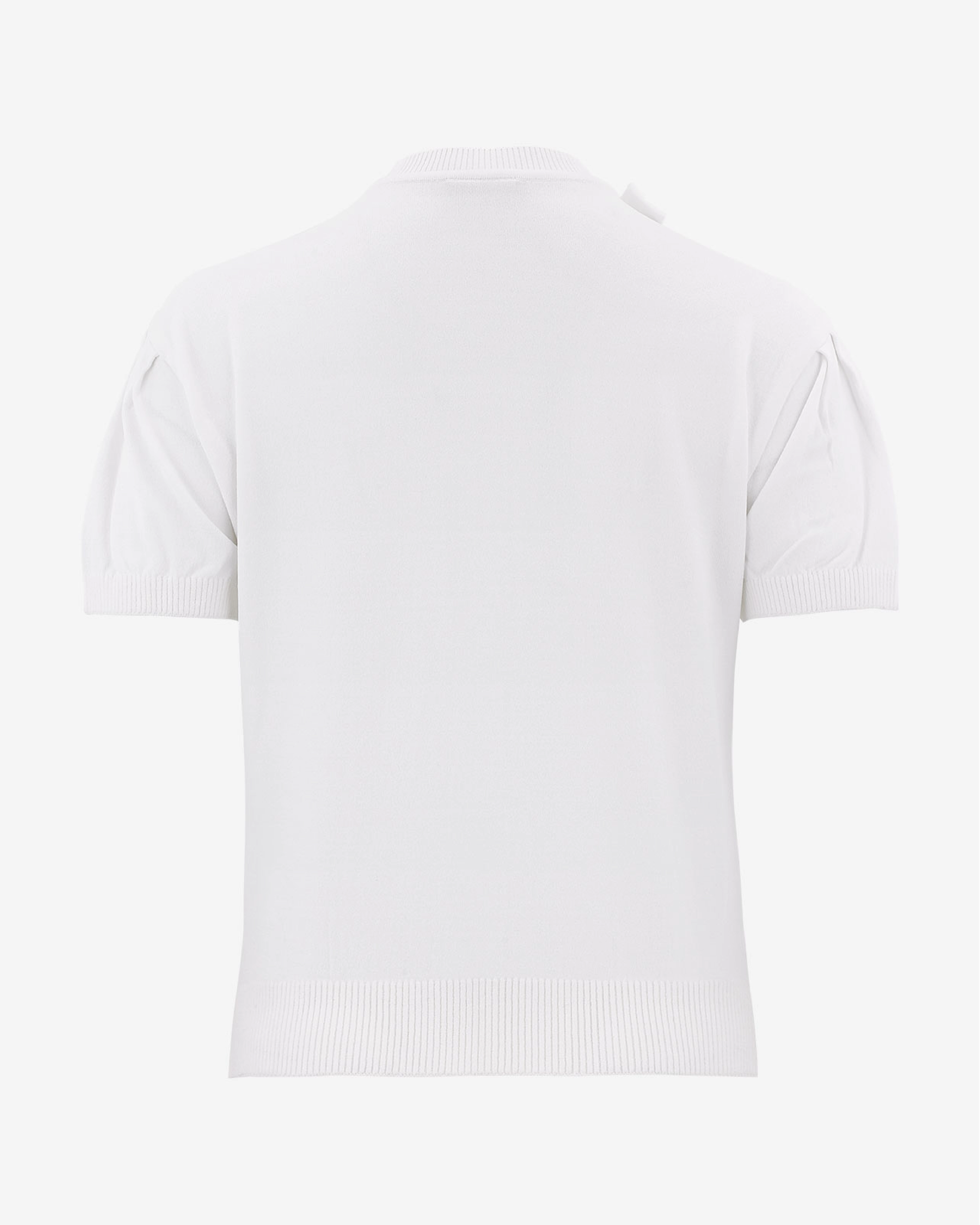 Round ribbon short sleeve cardigan - White Lightweight insulation