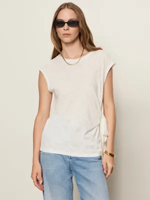 No-Shrink Fabric Side Tie Muscle Tee White