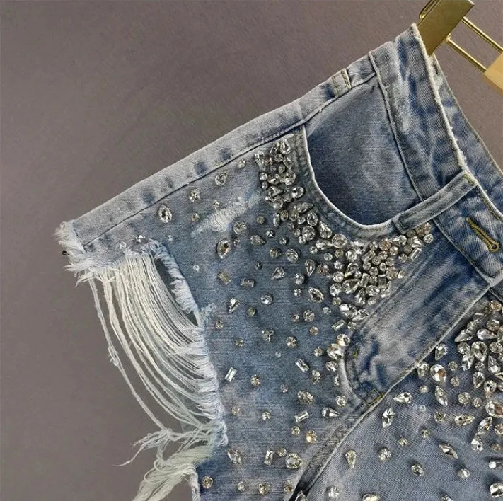Razzle Dazzle High Waisted Denim Shorts