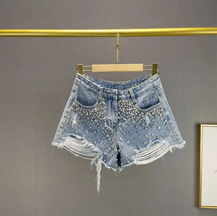 Razzle Dazzle High Waisted Denim Shorts
