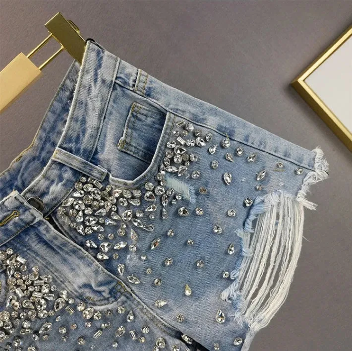 Razzle Dazzle High Waisted Denim Shorts