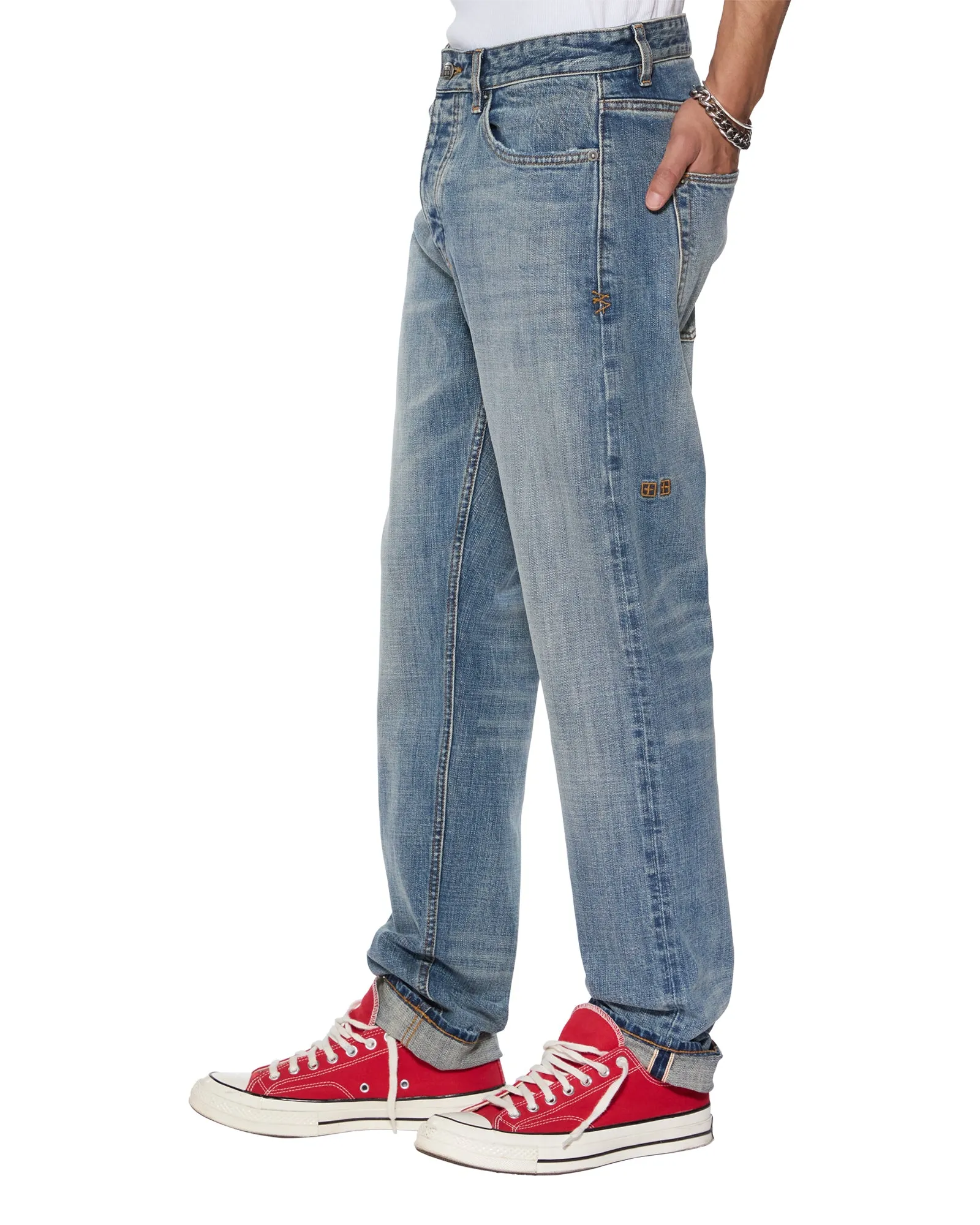 Luxury Textured Athlete Fit CHITCH SELVEDGE BLUE MOON