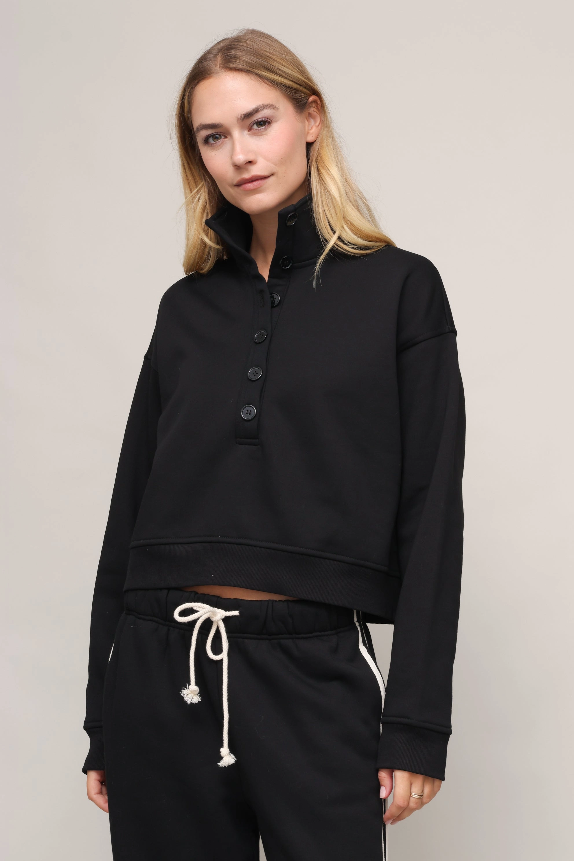 Layering Piece Line Up Button Henley Sweatshirt