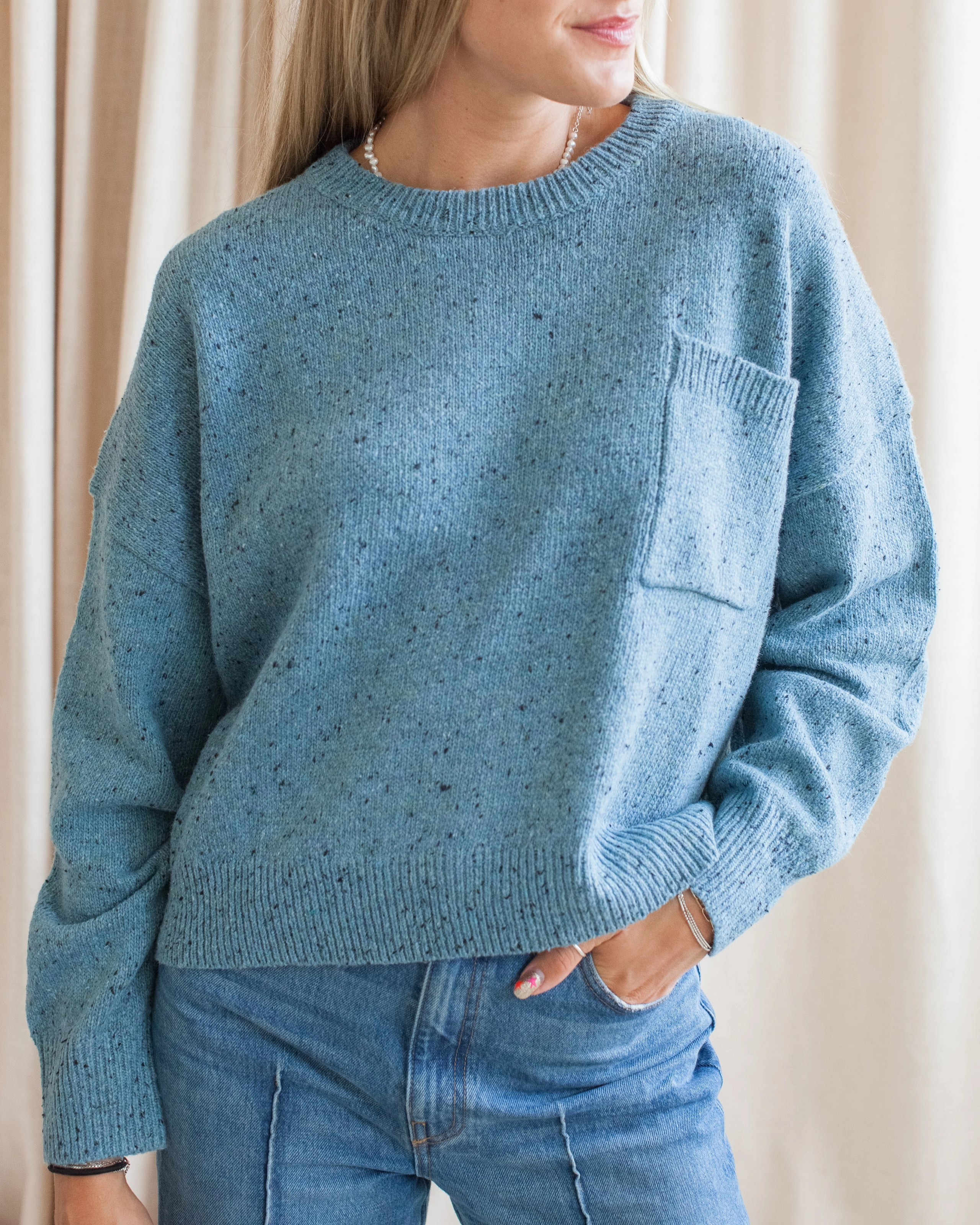 Flexible Side Gusset Quinn Sweater - Blue