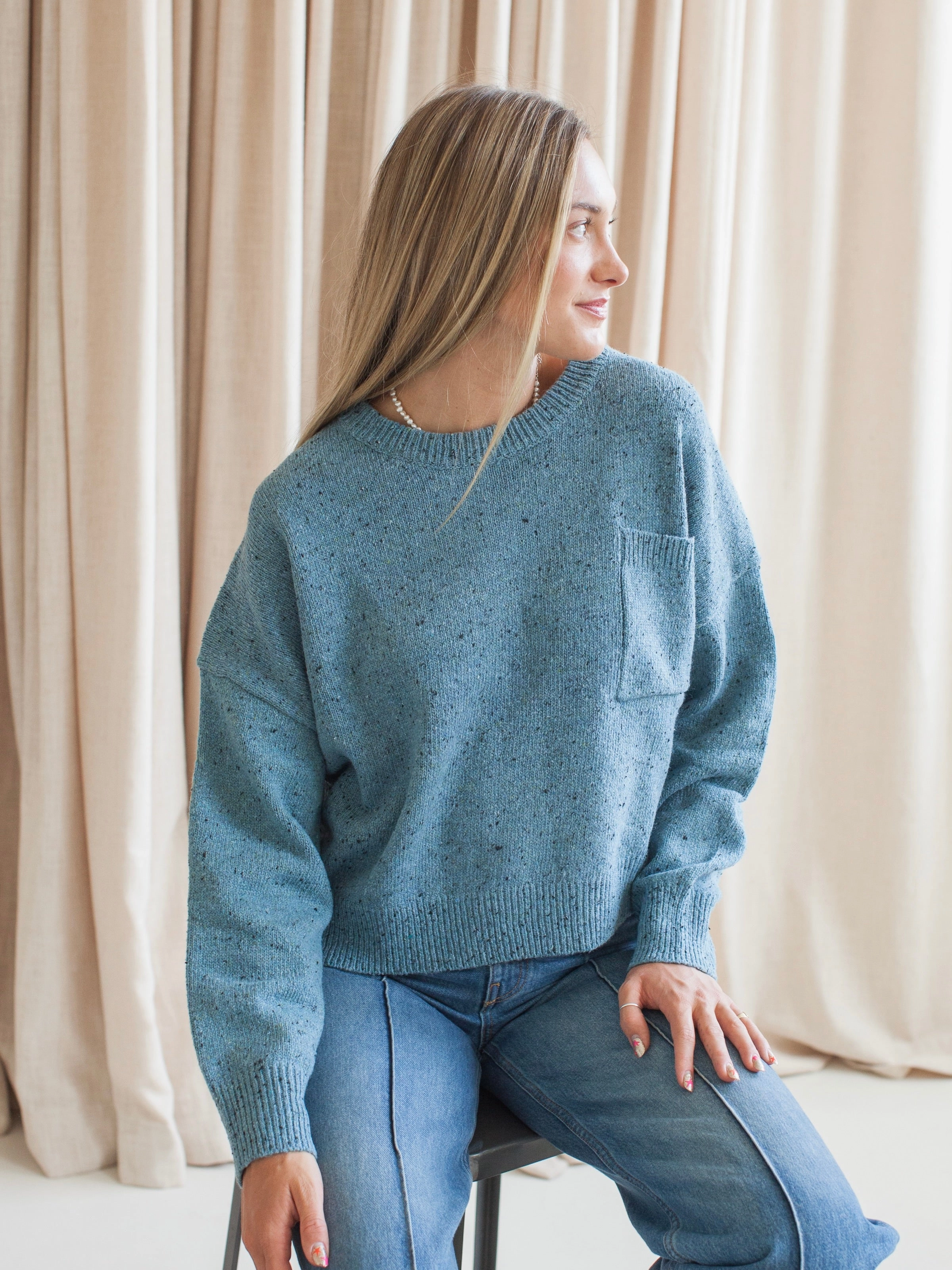LanolinFree Wool Processing Fall Wardrobe Quinn Sweater - Blue