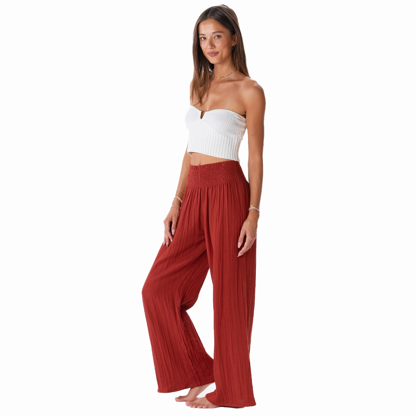 Relaxed Design Eco Friendly Dyeing Seaside Spice Wide Leg Cotton Pants