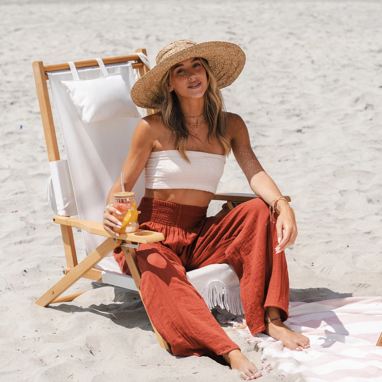 Seaside Spice Wide Leg Cotton Pants ReinforcedSeams