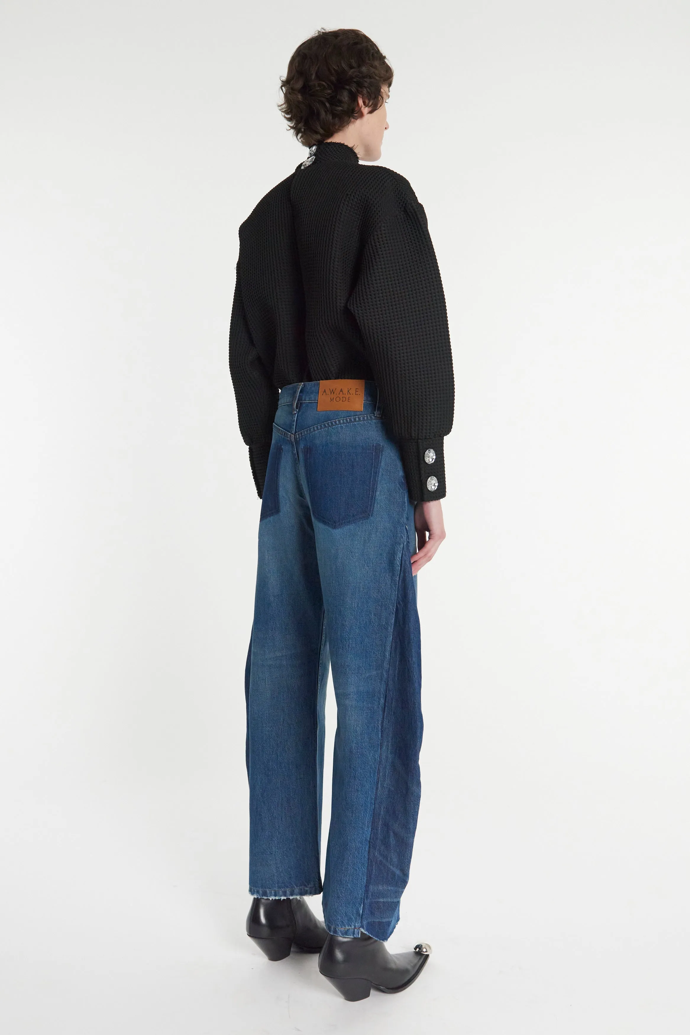 Picnic Style Modern Recycled Jeans With Side Inserts Blue